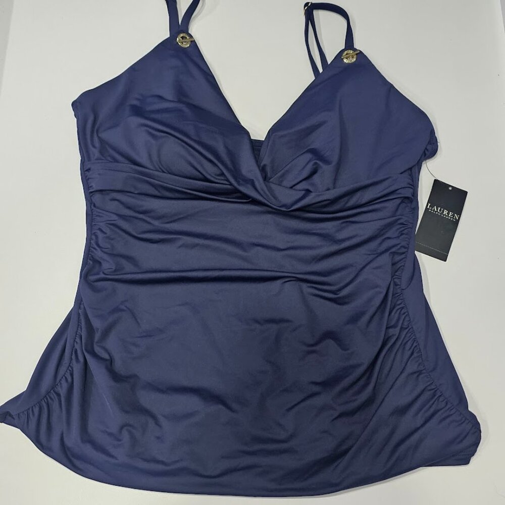 Lauren Ralph Lauren Toggle-Trim Tankini Top Navy - Picture 4 of 7